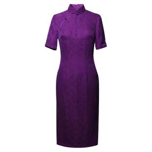 蝶恋紫璇红云纱旗袍改良旗袍复古中国风日常穿崔万志真丝旗袍裙女