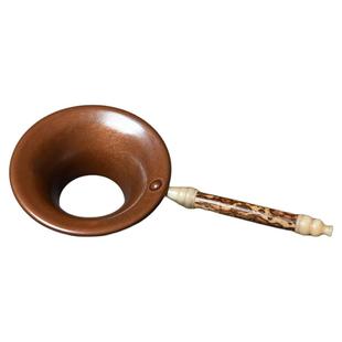 带梅鹿竹手柄的紫铜投茶器 入茶叶漏斗 导茶入壶口茶漏茶君子配件