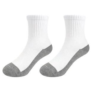 儿童白色袜子纯棉透气黑底男童女童学院中筒袜春夏深圳小学生白袜