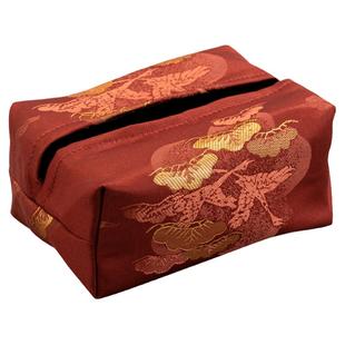 画续织锦云松纸巾盒布艺抽纸盒新中式客厅车载家用高档轻奢收纳盒