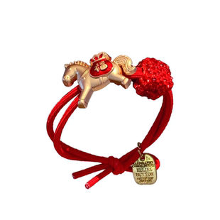 2026马年本命年红色发饰新年发绳头花丸子头发圈头绳女扎头发皮筋