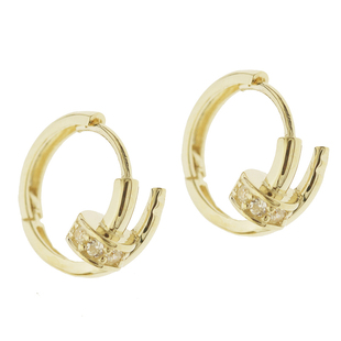 白小C 韩国进口黄金14K/10K金耳环 镶钻小钉子设计耳骨耳扣耳圈