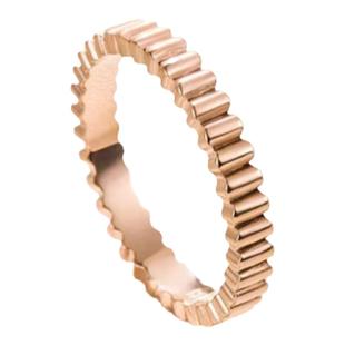 18K金罗缎纹戒指 轻奢小众玫瑰金纯银条纹素圈男女情侣对戒潮礼物