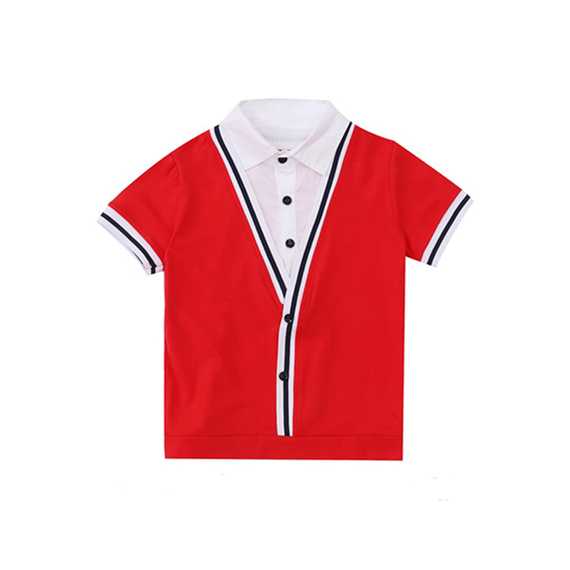 儿童班服单T恤衫红色短袖小学生校服夏装上衣衬衫幼儿园纯棉上衣