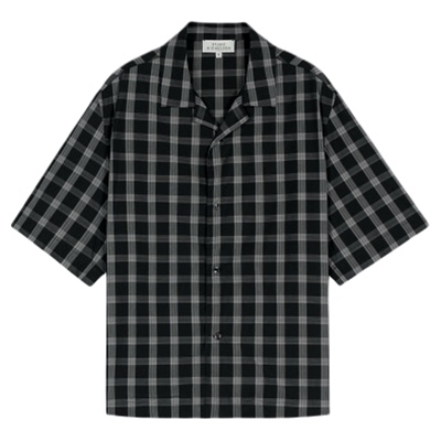 【春夏新品】STUDIO NICHOLSON男士KLINE古巴领短袖棉质格纹衬衫