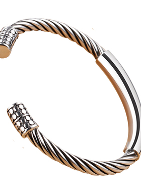 情侣复古做旧风送男友麻花手镯