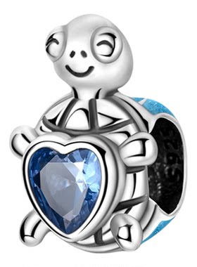 镀铂金海龟爱心锆石转运珠