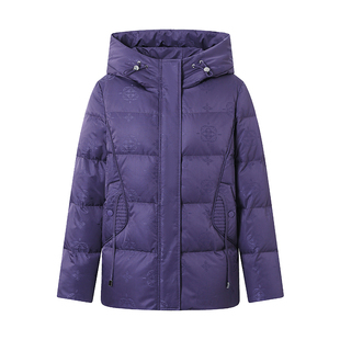 雪中飞中年妈妈短款羽绒服2025新款女连帽冬装小个子中老年厚外套