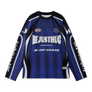 朱志鑫同款 BJHG不计后果赛车长袖男t恤春季内搭打底衫骑行卫衣女