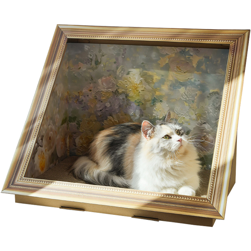 猫窝四季通用蒙娜丽莎油画猫抓板窝一体画框世界名画夏天猫咪用品