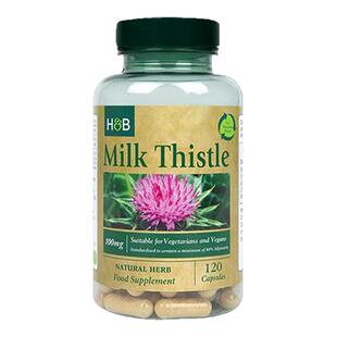 临期 英国Holland&Barrett荷柏瑞奶蓟草胶囊100mg120粒肝脏呵护