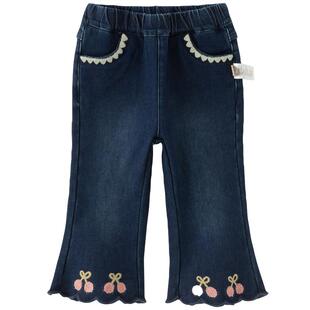 戴维贝拉儿童加绒裤子女童2026新款牛仔裤女宝宝A类冬装微喇长裤