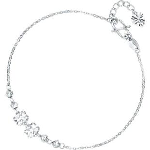 T周六福铂金手链女款花朵手饰pt950细链子轻奢小众送女生礼物官方