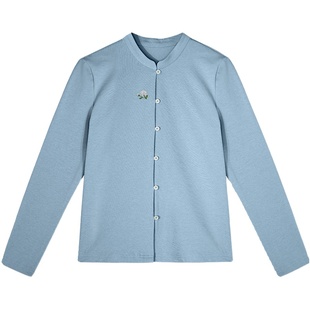 24CXA-129【幽梦浅香】前世今生复古文艺轻中式立领绣花衬衫式T恤