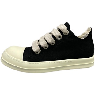 Rick RO鞋宽鞋带低帮鞋新款布面副线系带圆头平底休闲厚底男女鞋