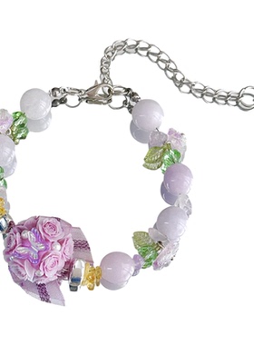 【紫菀花簇】MIES原创紫色花朵珠子手链女小众设计精致时尚少女心