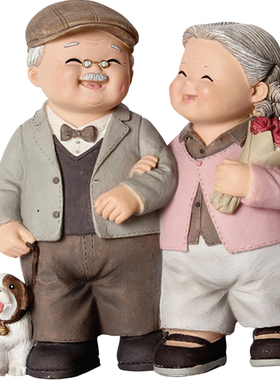 树脂老两口结婚玄关摆设礼物