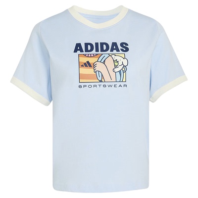 adidas阿迪达斯休闲运动舒适印花圆领半袖2026夏女短袖T恤 KC8602