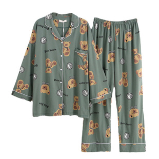 春秋大码女款睡衣加肥200斤产后薄款纯棉孕妇哺乳月子服家居服女