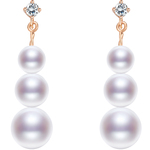 京润珍珠 笛韵淡水耳钉5-8mm白色圆形简约通勤珍珠耳约百搭女L