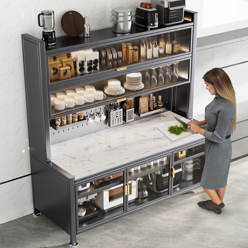 厨房置物架落地多层微波炉架子碗柜多功能收纳餐边储物柜橱柜柜子