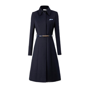职业工装毛呢大衣女冬季夹棉加厚中长款外套售楼部酒店经理工作服