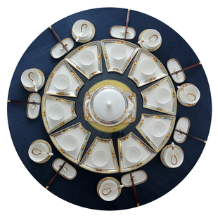 2026新款欧式浮雕金骨瓷餐具碗盘组合过年团圆餐具家用碗盘子菜盘