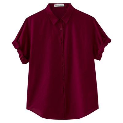 水云间大红色真丝衬衫女短袖衬衣桑蚕丝混纺上衣高智感2026夏新款