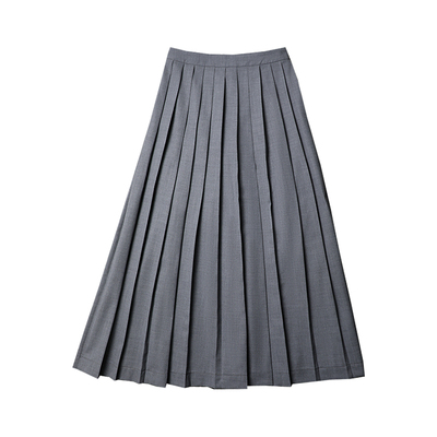 TANG TOWN 自制精纺羊毛风琴百褶半裙  重磅立裁层次感前开衩长裙