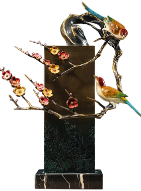 锦雀登梅全铜花鸟摆件开业送礼