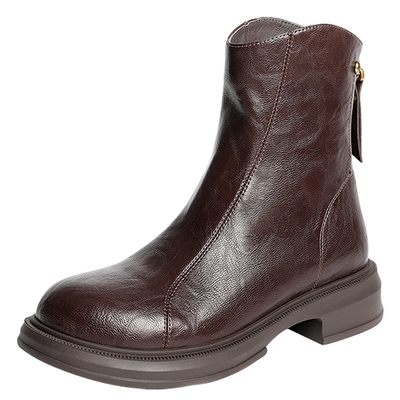 森达2025冬新圆头增高休闲弹力靴