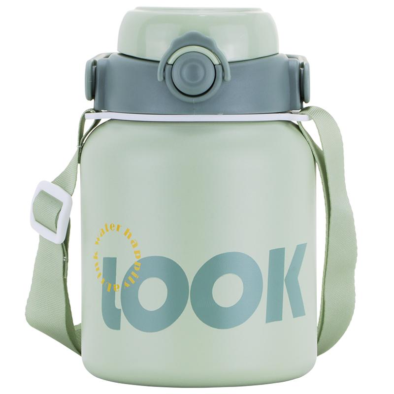 保温杯女2025新款大容量水壶学生斜挎吸管水杯高颜值简约网红杯子