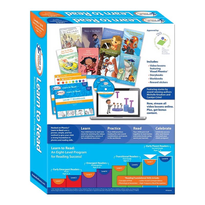 英文原版 自然拼读法Hooked on Phonics Learn to Read 2nd Grade Ages 7-8 Complete 儿童自然拼读教材迷上语音系列附DVD