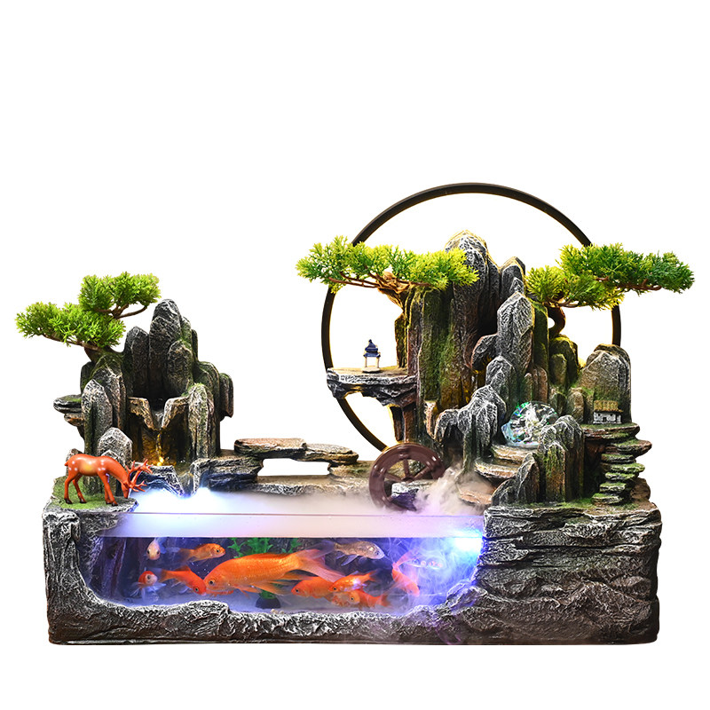 假山鱼缸流水摆件循环水观赏喷泉