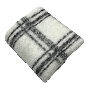 布艺岛进口温暖蓬松黑白格子针织羊毛羊绒面料大衣秋冬设计师布料