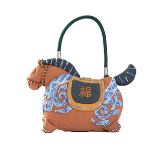 阿卡国潮风福马刺绣手工diy材料包创意布艺摆件多用途斜挎手机包