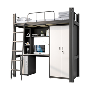 铁艺上床下桌学生宿舍成人单人铁床家用双人高架床不占地方组合床