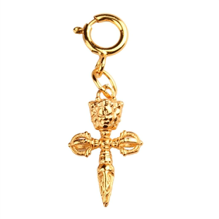 小号 藏式文玩佛珠手串配饰纯银镀金降魔杵diy金刚星月百香籽配饰