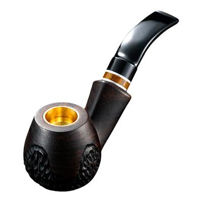 烟斗铜锅三用款檀木弯斗送配件