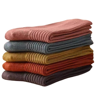 特价里外纯棉防臭不起球耐磨纯棉女袜子中筒双针春秋冬季女士辽源