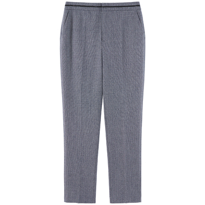 LANDI浅灰色高腰修身显瘦西装裤女新款春季修身九分裤铅笔裤