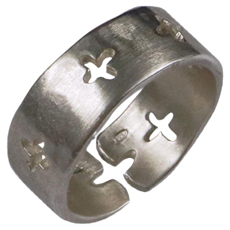 伊瓦岚m.a+镂空雕刻十字架纯银开口十字戒指女男ma加指环简约个性