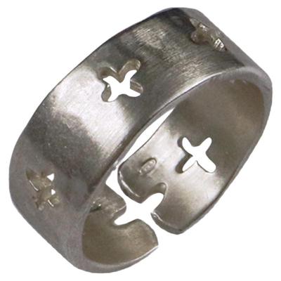 m.a+镂空十字架开口纯银戒指个性