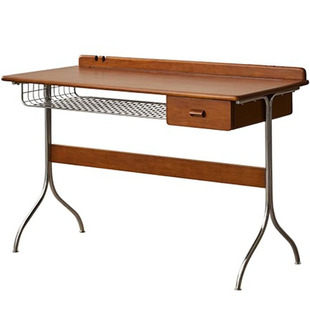 卧室书房实木书桌梳妆台一体收纳置物架轻奢高级感复古不锈钢桌子