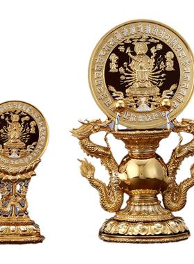 秦歌 台湾铜鎏金准提镜 唐密 修持悉昙体梵文准提镜 准提佛母背面