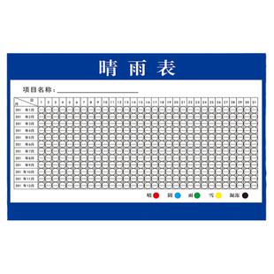 工地施工晴雨表通用建筑工程施工阴雨记录表天气贴纸挂图海报定制