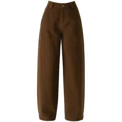 春四季加绒咖色阔腿牛仔裤