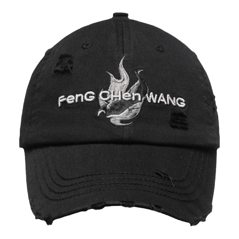 【甄选8折】明星同款FengChenWang凤凰男女款刺绣黑灰简约棒球帽
