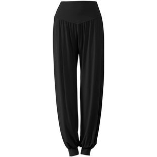 新款现代舞练功裤女秋冬加绒灯笼裤中国古典舞黑色垂感舞蹈服装