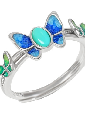 宫里上新绿松石s925银戒指